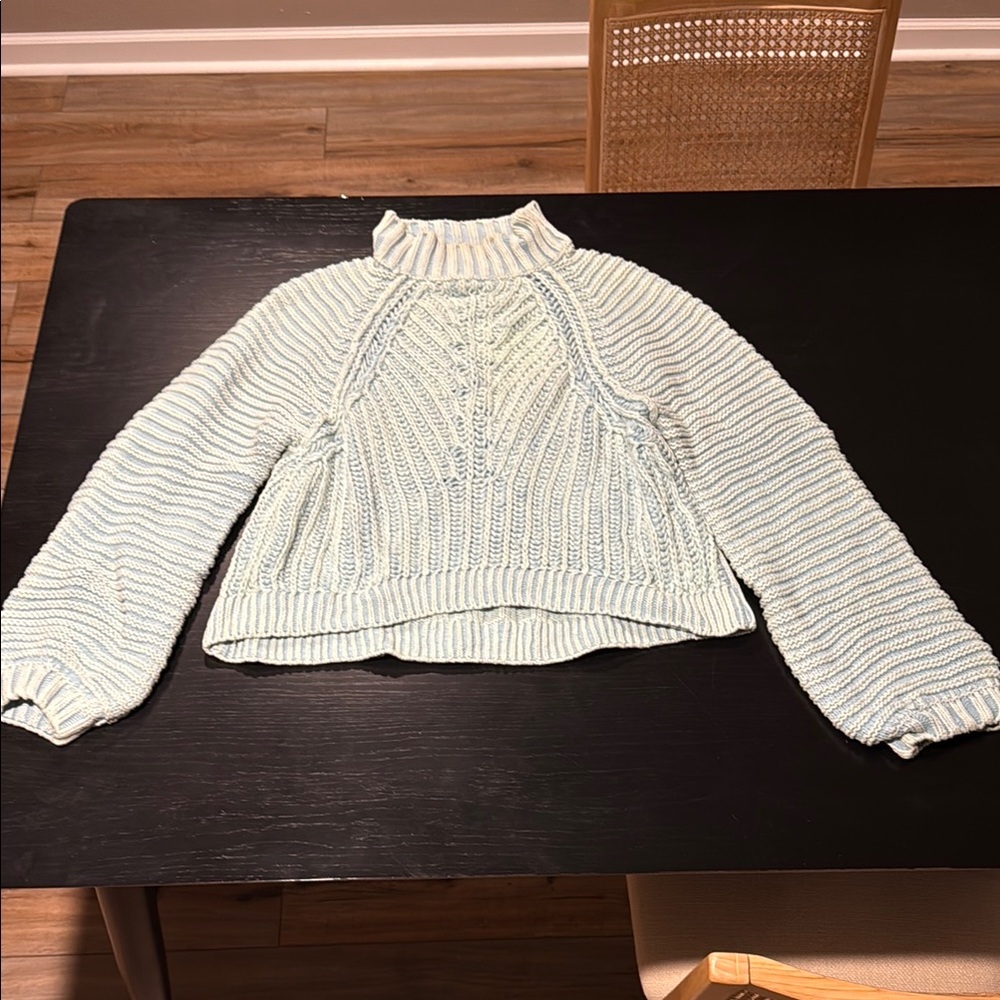 Free People Knit Turtleneck Sweater Ice Blue size large women’s